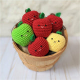 Crochet Fruit Patterns, Apple, Banana, Pear, and Orange Amigurumi Beginner Patterns
