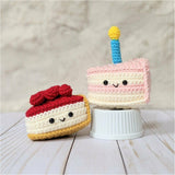 Crochet Birthday Cake and Cherry Cheesecake Pattern, Amigurumi Dessert Cake Baking Pattern