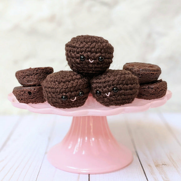 CROCHET PATTERN: Mini Brownies, Amigurumi Brownie Bites Play Food, Easy Beginner Crochet Pattern