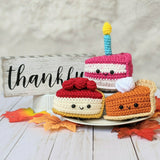 Crochet Cakes and Pie Pattern, Birthday Cake, Cheesecake, and Pumpkin Pie