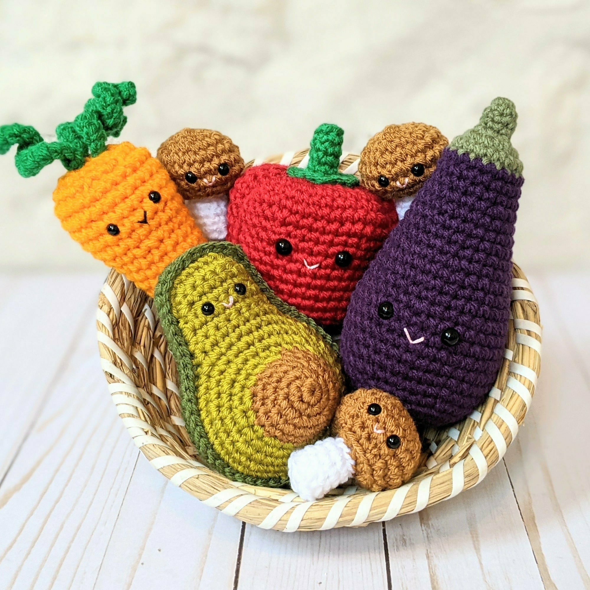 CROCHET PATTERN: Crochet Eggplant, Amigurumi Stuffed Food, Kawaii P
