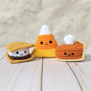 Crochet Fall Food Pattern, Smore, Candy Corn, Pumpkin Pie Amigurumi Patterns