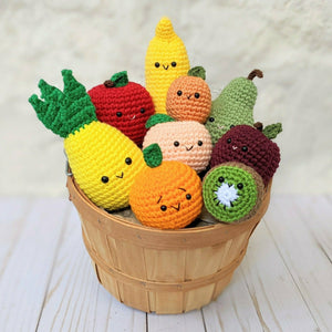 CROCHET PATTERN PACK: Fruit Basket - Apple, Banana, Orange, Pear, , Pineapple, Kiwi, Peach, Apricot, Plum