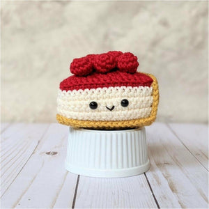 Crochet Cherry Cheesecake Pattern, Amigurumi Dessert Cake Baking Pattern