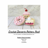 CROCHET PATTERN PACK: Desserts - Baby Pie, Donut, Cupcakes